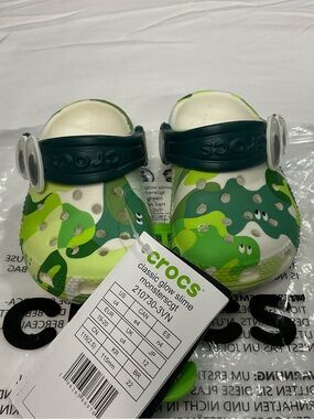 CROCS Kids Classic Glow Slime Monster Clogs in Green and White